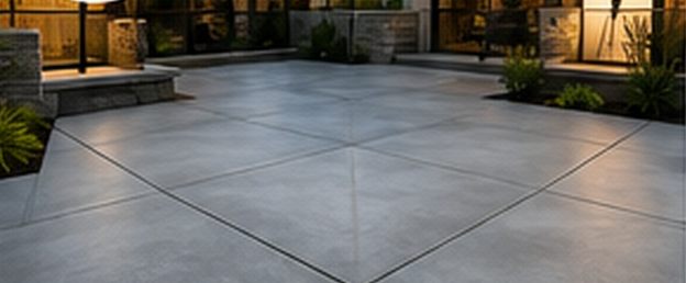 Smooth finished concrete patio