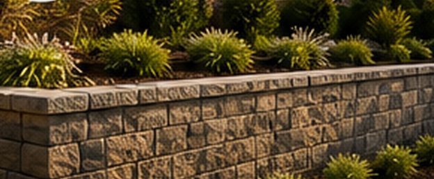 Block retaining wall with planted bed